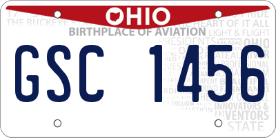 OH license plate GSC1456