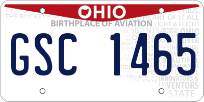 OH license plate GSC1465