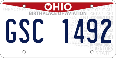 OH license plate GSC1492