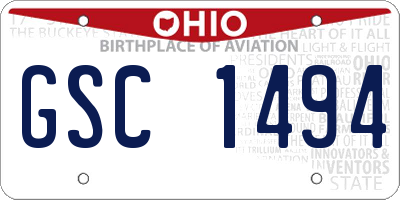OH license plate GSC1494