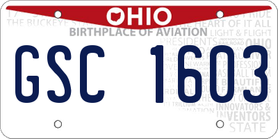 OH license plate GSC1603