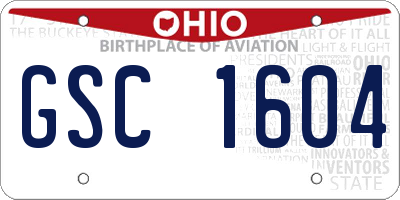 OH license plate GSC1604