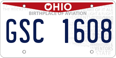 OH license plate GSC1608
