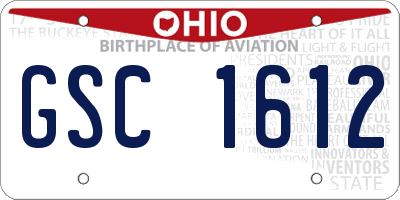 OH license plate GSC1612
