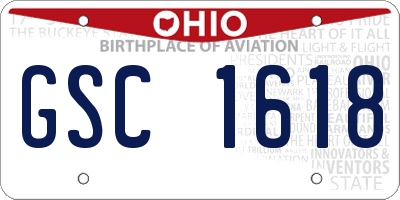 OH license plate GSC1618
