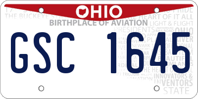 OH license plate GSC1645