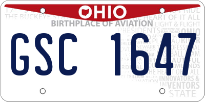 OH license plate GSC1647
