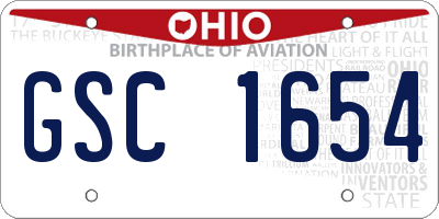 OH license plate GSC1654