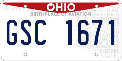 OH license plate GSC1671