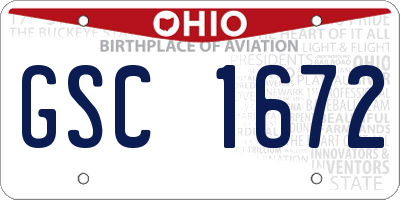 OH license plate GSC1672