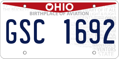 OH license plate GSC1692