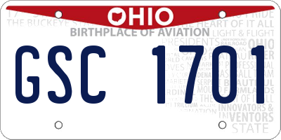 OH license plate GSC1701