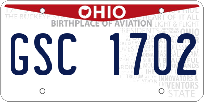 OH license plate GSC1702