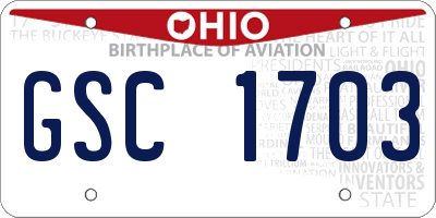 OH license plate GSC1703