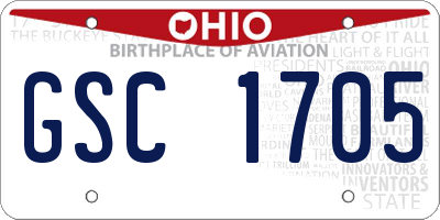 OH license plate GSC1705