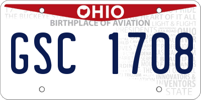 OH license plate GSC1708