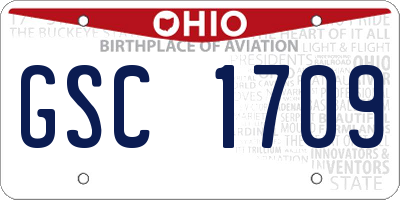OH license plate GSC1709