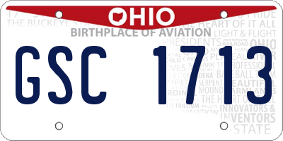 OH license plate GSC1713