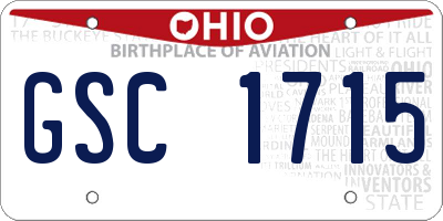 OH license plate GSC1715