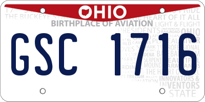 OH license plate GSC1716