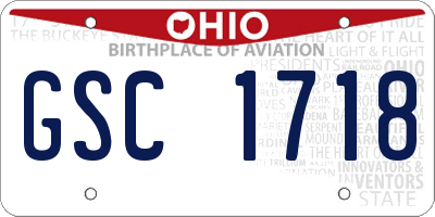 OH license plate GSC1718