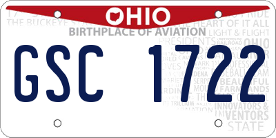 OH license plate GSC1722