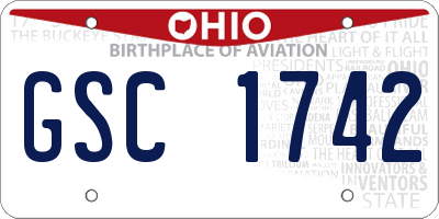 OH license plate GSC1742