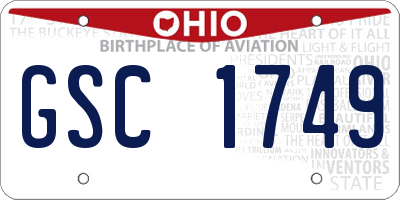 OH license plate GSC1749