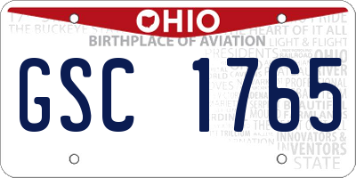 OH license plate GSC1765