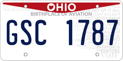 OH license plate GSC1787