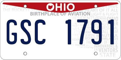 OH license plate GSC1791