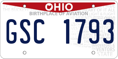 OH license plate GSC1793