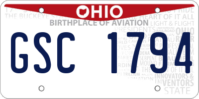 OH license plate GSC1794