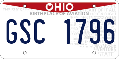 OH license plate GSC1796