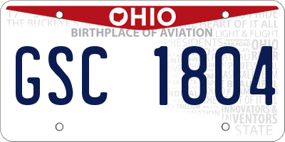 OH license plate GSC1804