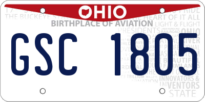 OH license plate GSC1805