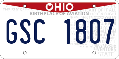 OH license plate GSC1807