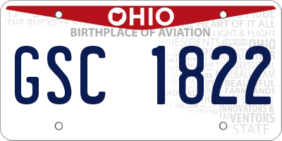 OH license plate GSC1822