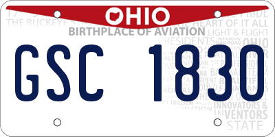 OH license plate GSC1830