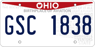 OH license plate GSC1838
