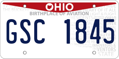 OH license plate GSC1845