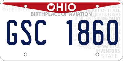 OH license plate GSC1860