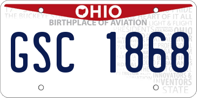 OH license plate GSC1868