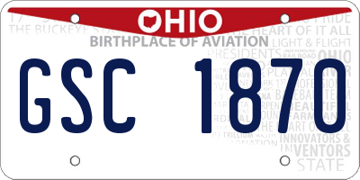 OH license plate GSC1870