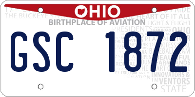 OH license plate GSC1872