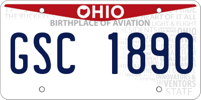 OH license plate GSC1890