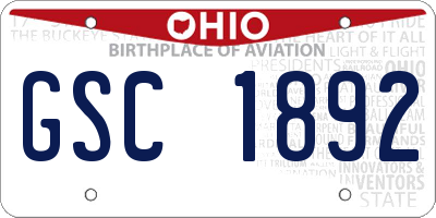OH license plate GSC1892