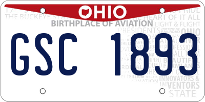 OH license plate GSC1893