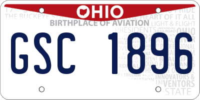 OH license plate GSC1896