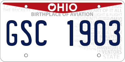 OH license plate GSC1903